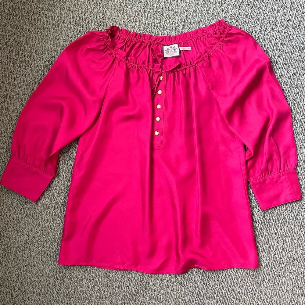 Juicy Couture 100% Silk Magenta Blouse - Size 2